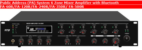 amplificador audio do amplificador do misturador de 6 zonas com bluetooth
